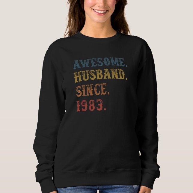 Sweatshirt Rétro Awesome Mari depuis 1983 39 Mariage Anive (Devant)