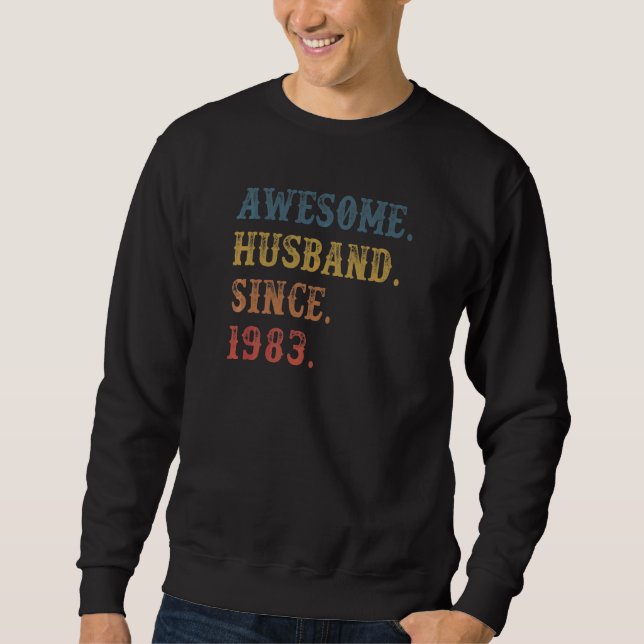 Sweatshirt Rétro Awesome Mari depuis 1983 39 Mariage Anive (Devant)
