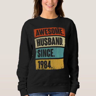 Sweatshirt Rétro Awesome Mari depuis 1984 38 Mariage Aniver