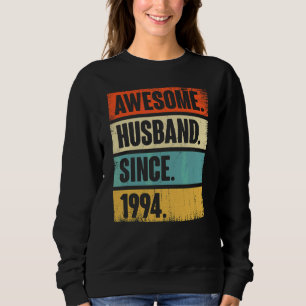 Sweatshirt Rétro Awesome Mari depuis 1994 28 Mariage Aniver
