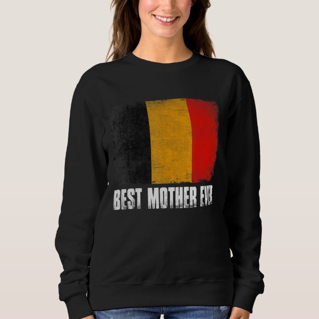 Sweatshirt Retro Belgique Drapeau Meilleure Mère Jour des Mèr (Devant)