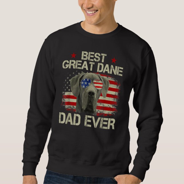 Sweatshirt Retro Best Great Dane Dad Ever US Flag Dog Lover F (Devant)