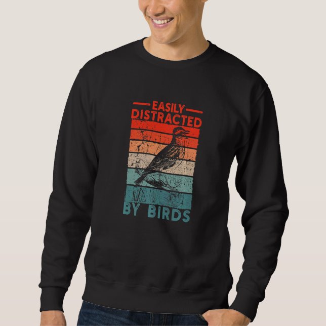 Sweatshirt Rétro Birdwatcher Animal Facilement Distrait Par O (Devant)