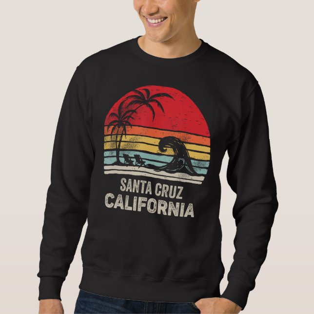 Sweatshirt Rétro California Père Noël Cruz Beach Shirt Surf V (Devant)