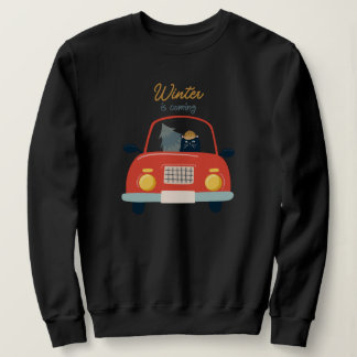 Sweatshirt Retro Cat Driving Funny Classic Style Winter