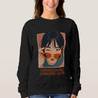 Sweatshirt Rétro Chic "Consciously Chronic Cute" Pop Art