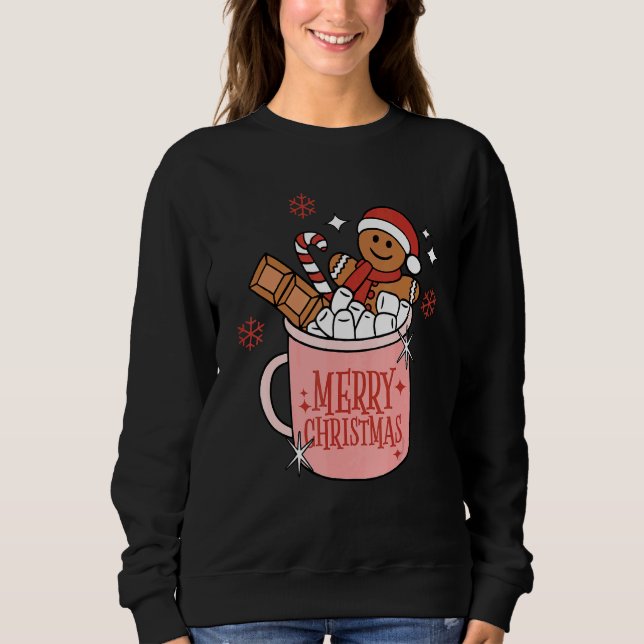 Sweatshirt Retro Christmas Coffee Merry Christmas Gingerbread (Devant)