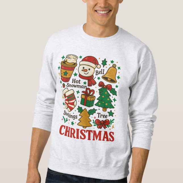 Sweatshirt Retro Christmas Xmas Doodles (Devant)