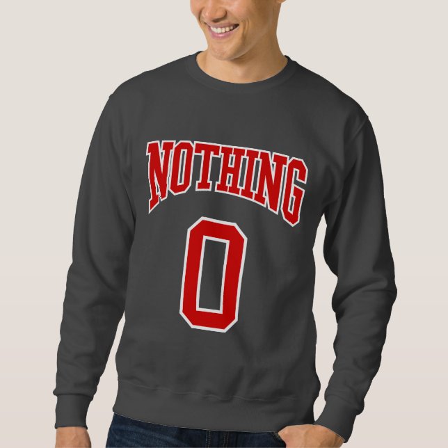 Sweatshirt Retro College Rouge Blanc Noir Rien Zéro Sport (Devant)