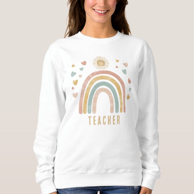 Sweatshirt Retro Colours Rainbow et Sun enseignant (Devant)