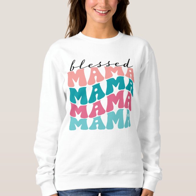 Sweatshirt rétro de maman béni (Devant)
