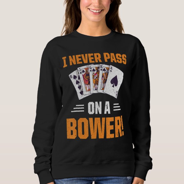 Sweatshirt Retro Euchre Jouer Jeu Carte Ne Passe Jamais Sur U (Devant)