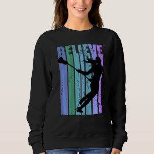 Sweatshirt Retro Femmes Lacrosse Queen Entraîneur Vintage Dét