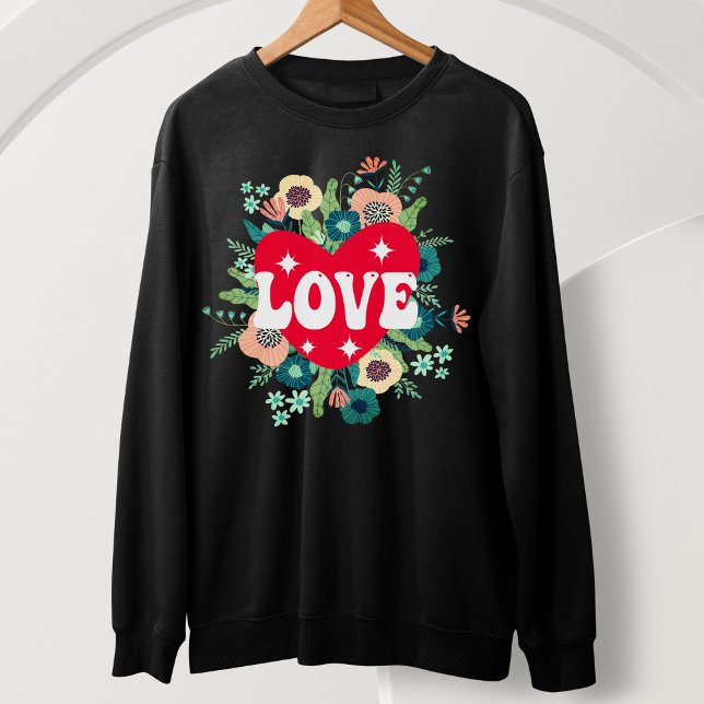 Sweatshirt Retro Floral Heart Love Valentine's Day (Créateur téléchargé)