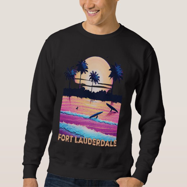 Sweatshirt Retro Fort Lauderdale Florida Souvenir Surf (Devant)