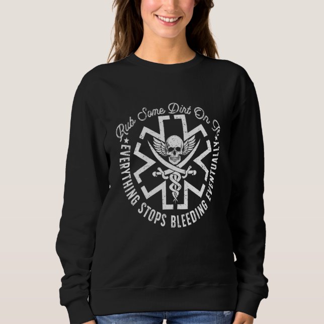 Sweatshirt Rétro Frotte Un Peu De Terre Dessus Médic EMS EMT  (Devant)
