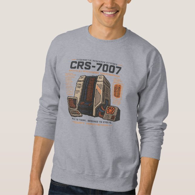Sweatshirt Rétro Futuriste Robot Informatique IA Vaporwave Né (Devant)