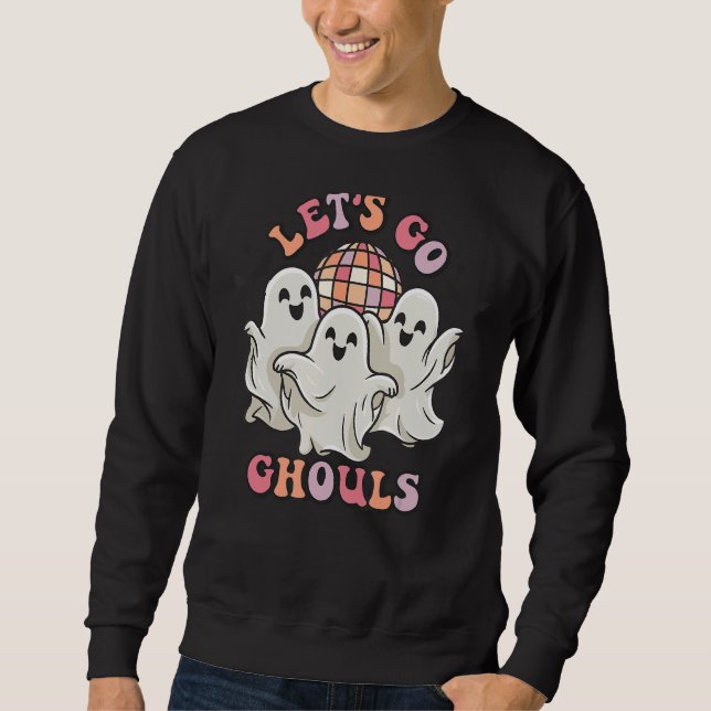 Sweatshirt Retro Ghost Halloween Go Ghouls Éffrayant (Devant)