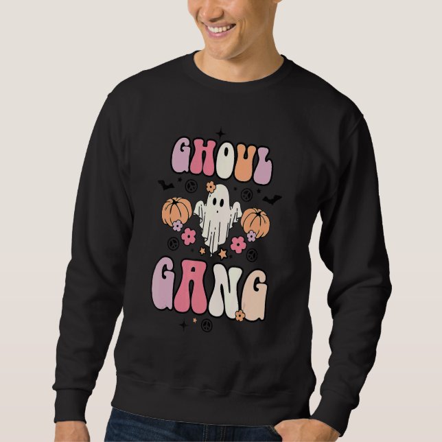 Sweatshirt Retro Ghoul Gang Groovy Hey Boo Pumpkin Boo Crew H (Devant)