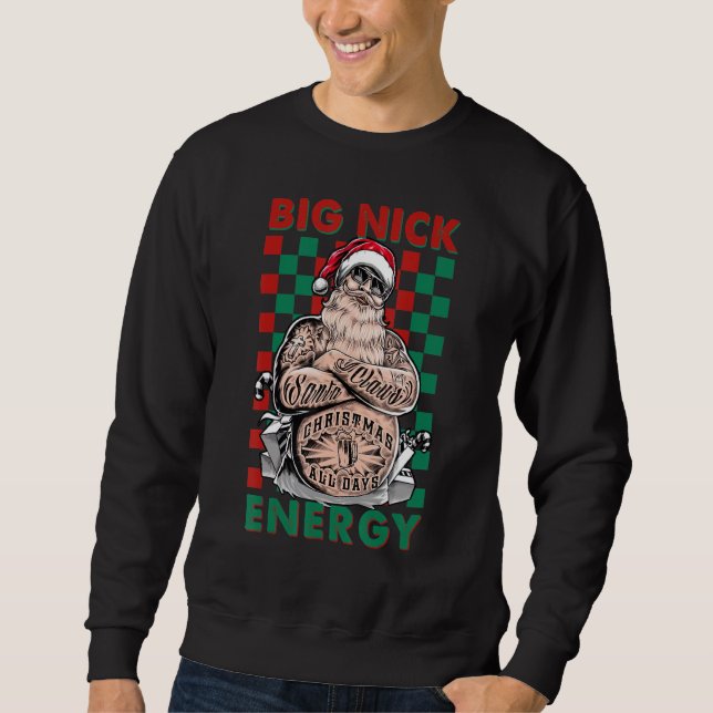 Sweatshirt Retro Groovy Big Nick Energy Santa Christmas Trend (Devant)