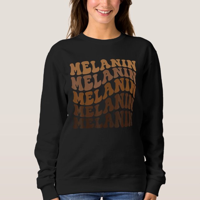 Sweatshirt Retro Groovy Boho 70s Queen King Melanin Black Pri (Devant)