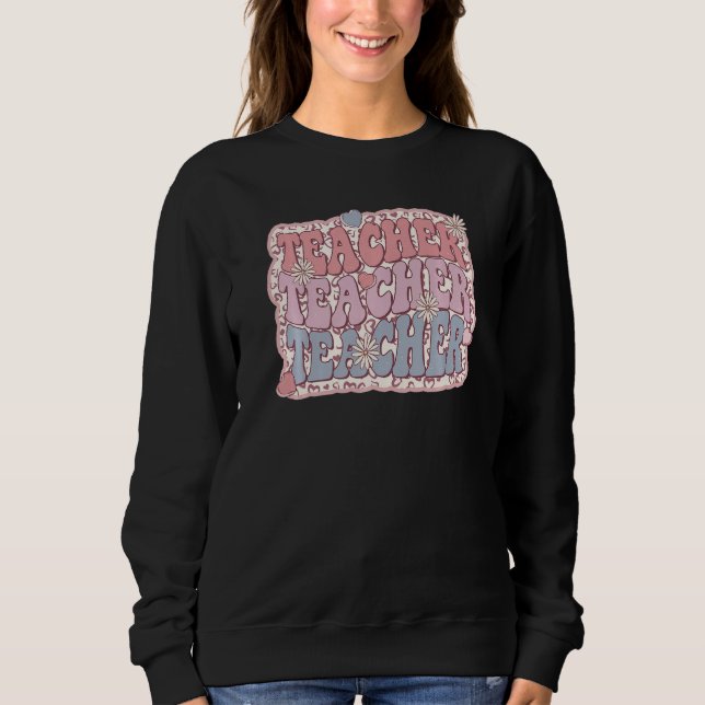 Sweatshirt Retro Groovy Floral Teacher Valentines Day Mens Wo (Devant)