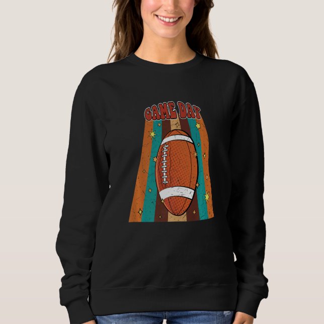 Sweatshirt Retro Groovy Football Game Day Family Matching Foo (Devant)