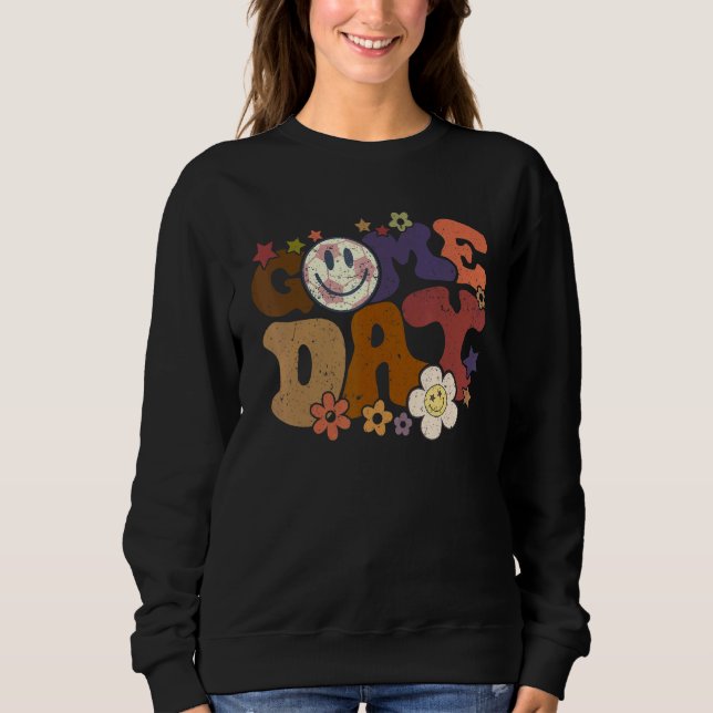 Sweatshirt Retro groovy Game Day Soccer season Soccer Mom (Devant)