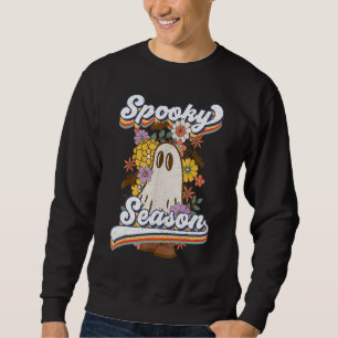 Sweatshirt Rétro Groovy Ghost Spooky Season Floral Pumkin Ha