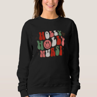 Sweatshirt Retro Groovy Holly Xmas Jolly Vibes Christmas For 
