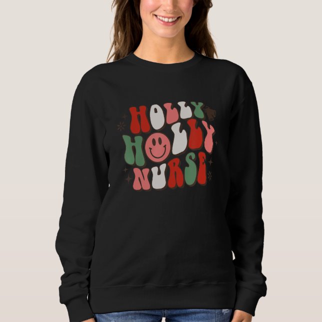 Sweatshirt Retro Groovy Holly Xmas Jolly Vibes Christmas For  (Devant)