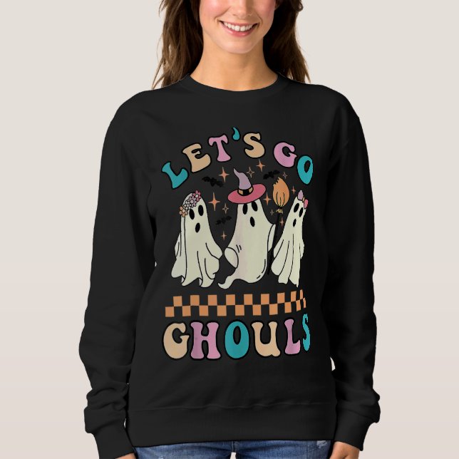Sweatshirt Rétro Groovy Let's Go Ghouls Halloween Ghost Outfi (Devant)