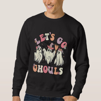 Sweatshirt Retro Groovy Let's Go Ghouls Halloween Ghost Outfi