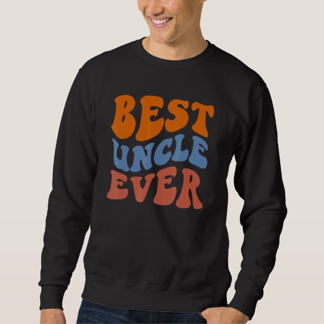 Sweatshirt Rétro Groovy Meilleur Oncle Ever Ondulé Hippie Boh (Devant)