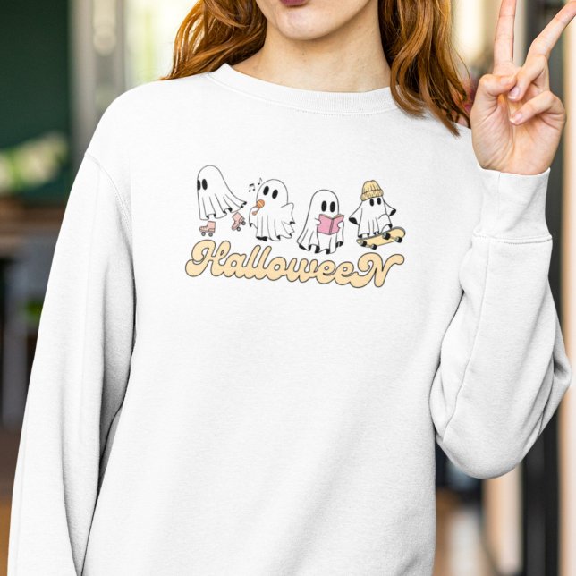 Sweatshirt Retro Halloween Ghosts mignon Super et Vintage (Créateur téléchargé)