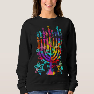 Sweatshirt Rétro Hanoukka Menorah Lights Family Peace Love 2