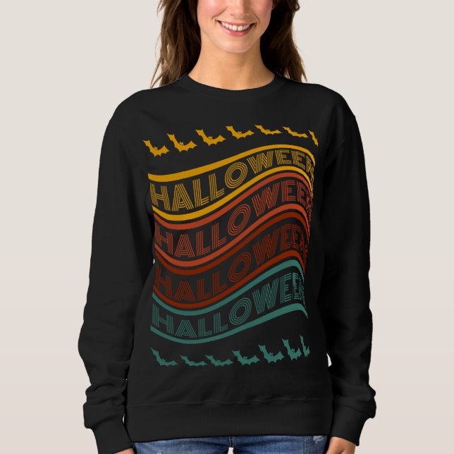Sweatshirt Retro Happy Halloween (Devant)