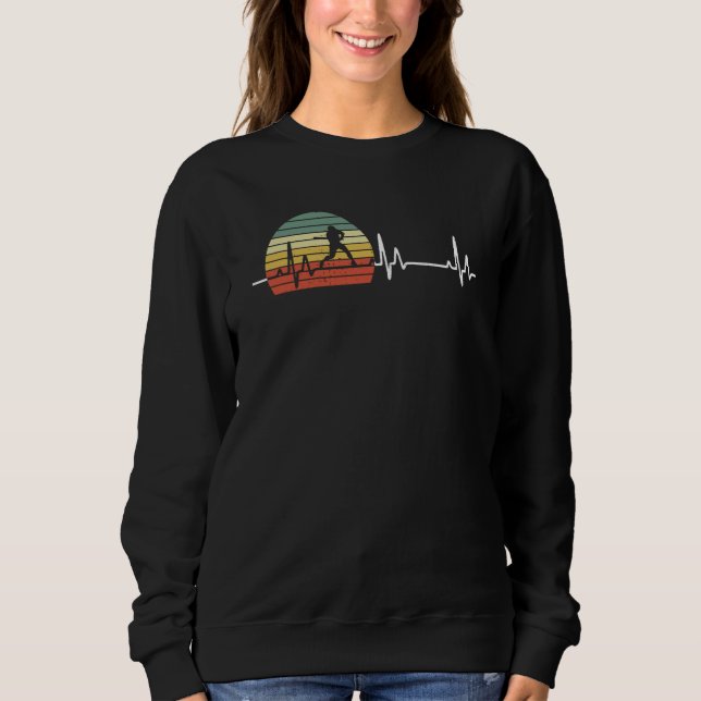 Sweatshirt Retro Heartbeat Baseball Player Love Baseball (Devant)