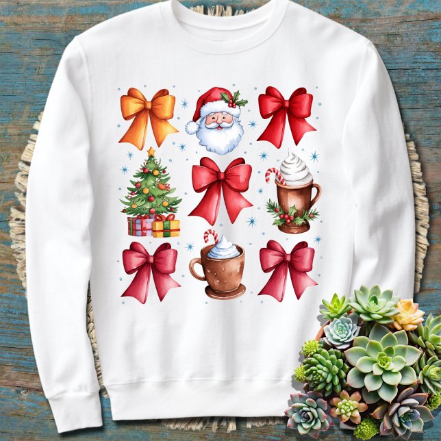 Sweatshirt Retro Holidays Coquette Bow Christmas Père Noël (Créateur téléchargé)
