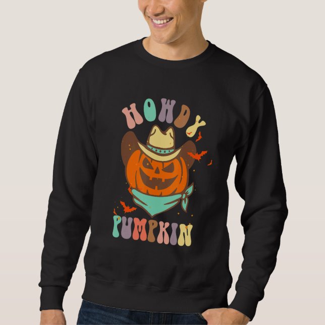 Sweatshirt Retro Howdy Pumpkin Fall Autumn Western Halloween  (Devant)