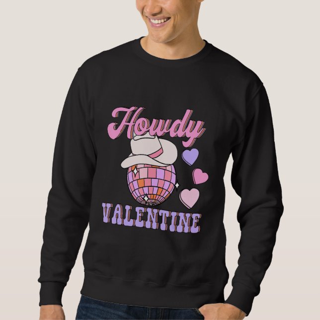 Sweatshirt Retro Howdy Valentine Heart Disco Groovy Western C (Devant)