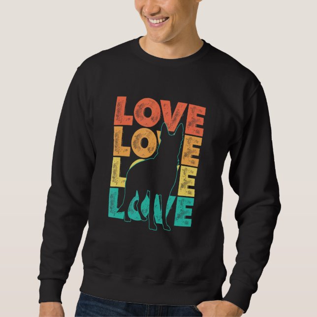 Sweatshirt Retro I Love My German Shepherd Chien Theme Design (Devant)