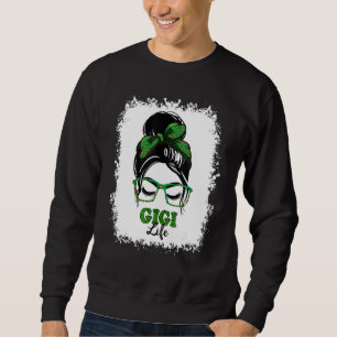 Sweatshirt Retro Irish Messy Bun Gigi Shamrock de vie Patrick