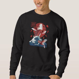 Sweatshirt Rétro Japonais Koi Poisson Grande Vague Kanagawa