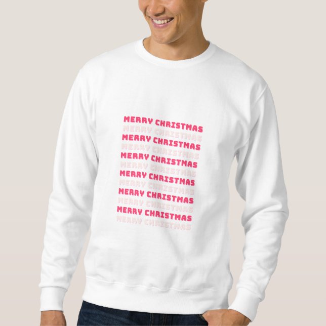 Sweatshirt Retro Joyeux Noël rose Décor de vacances Preppy (Devant)