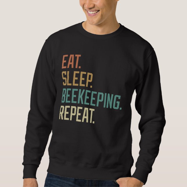 Sweatshirt Rétro Mangez l'apiculture de sommeil Répéter Vinta (Devant)