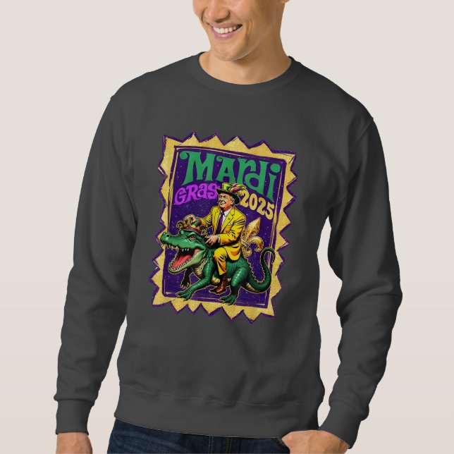 Sweatshirt Retro Mardi Gras Funny Trump Mardi Gras 2025 (Devant)