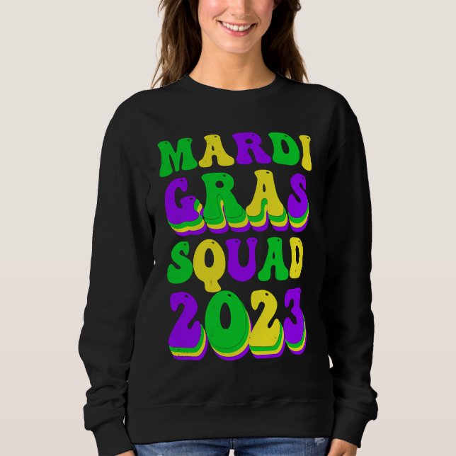 Sweatshirt Retro Mardi Gras Squad 2023 Leopard Print Family M (Devant)