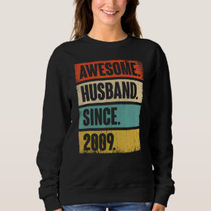 Sweatshirt Rétro Mari Awesome depuis 2009 13 Mariage Aniver