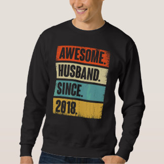 Sweatshirt Rétro Mari Awesome depuis 2018 4 Anivers Mariages